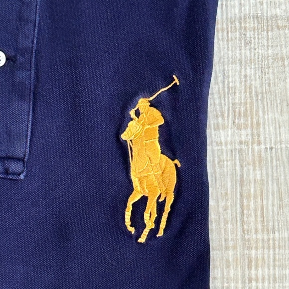 Polo Ralph Lauren Crest & Big Pony Mens Polo Shirt XLT Navy Blue/Gold Embroided - Picture 6 of 12